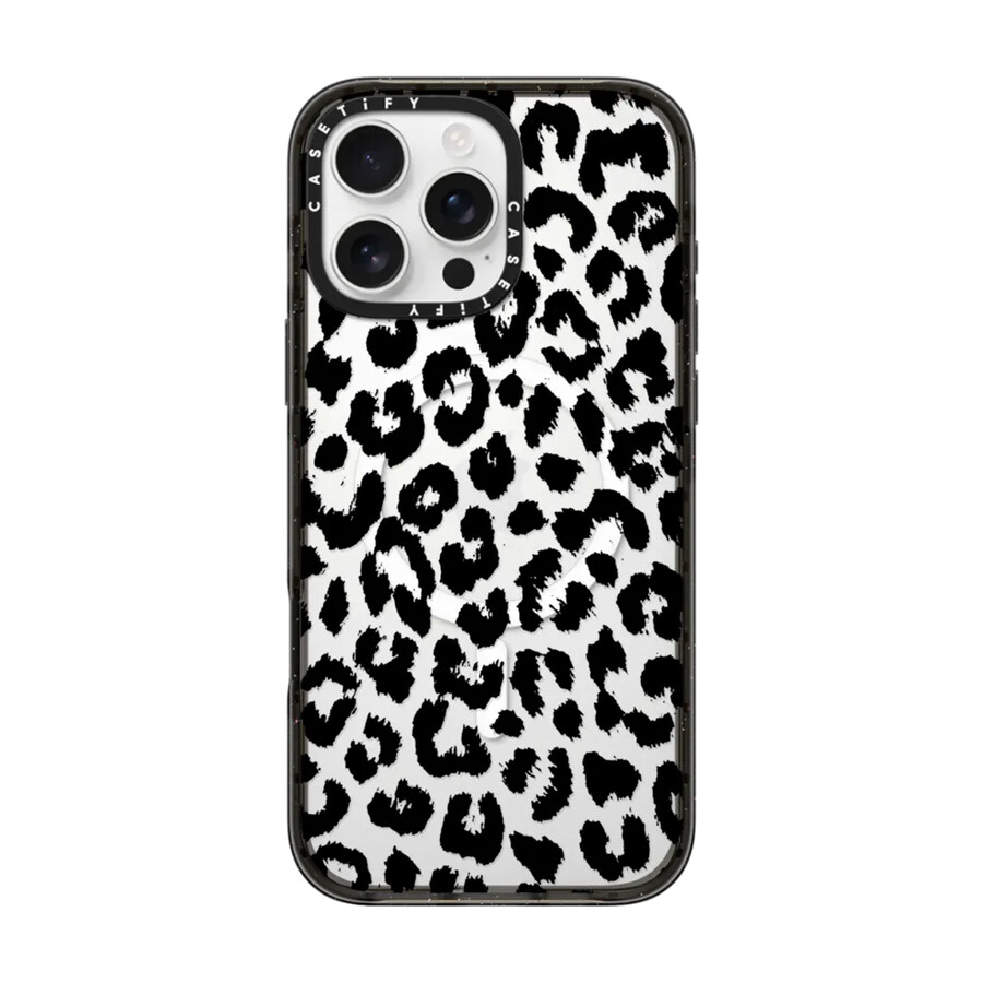 schwarzer transparenter leopardenprint mit magsafe-anschluss
