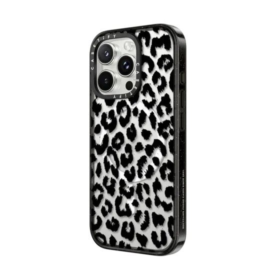 schwarzer transparenter leopardenprint mit magsafe-anschluss